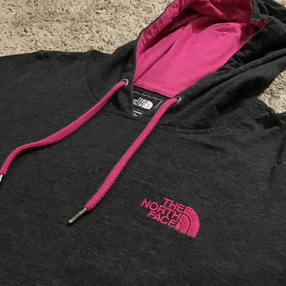 The North Face Women's Medium Pull Over Hoodie Gray Hot Pink